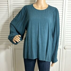 Ali Golden Balloon Sleeve Blouse in Teal Medium
